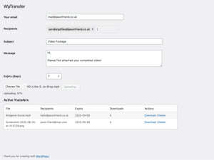WpTransfer – WordPress Plugin for Sharing Large Files
