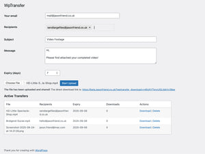 WpTransfer – WordPress Plugin for Sharing Large Files